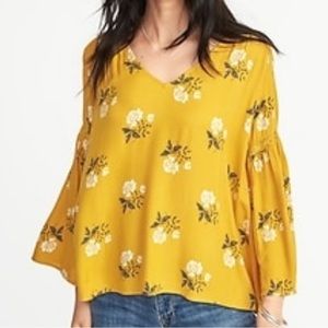 Old Navy yellow floral bell sleeves